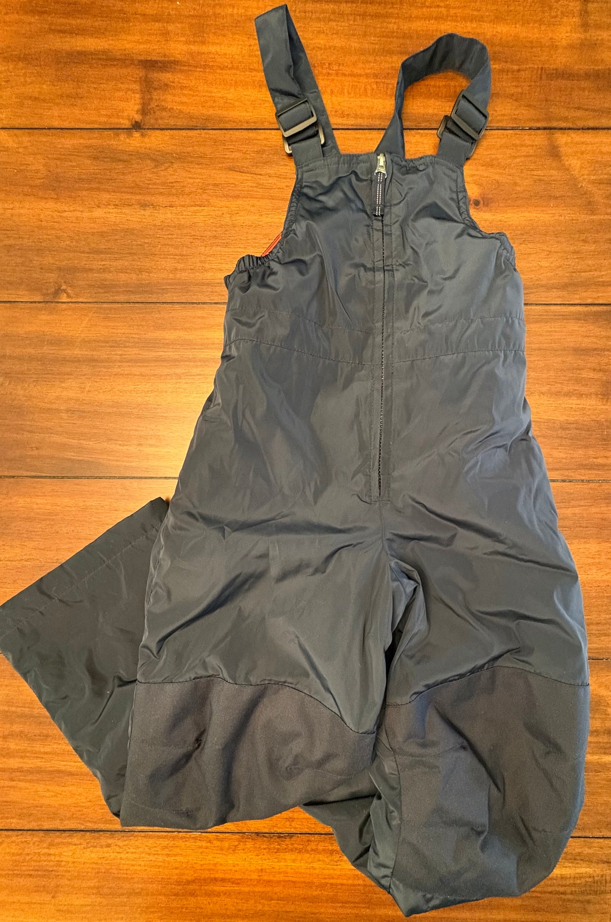 #197 Lands End Boys Size 6 Dark Navy Iron Knee Insulated Overall Snow Bibs