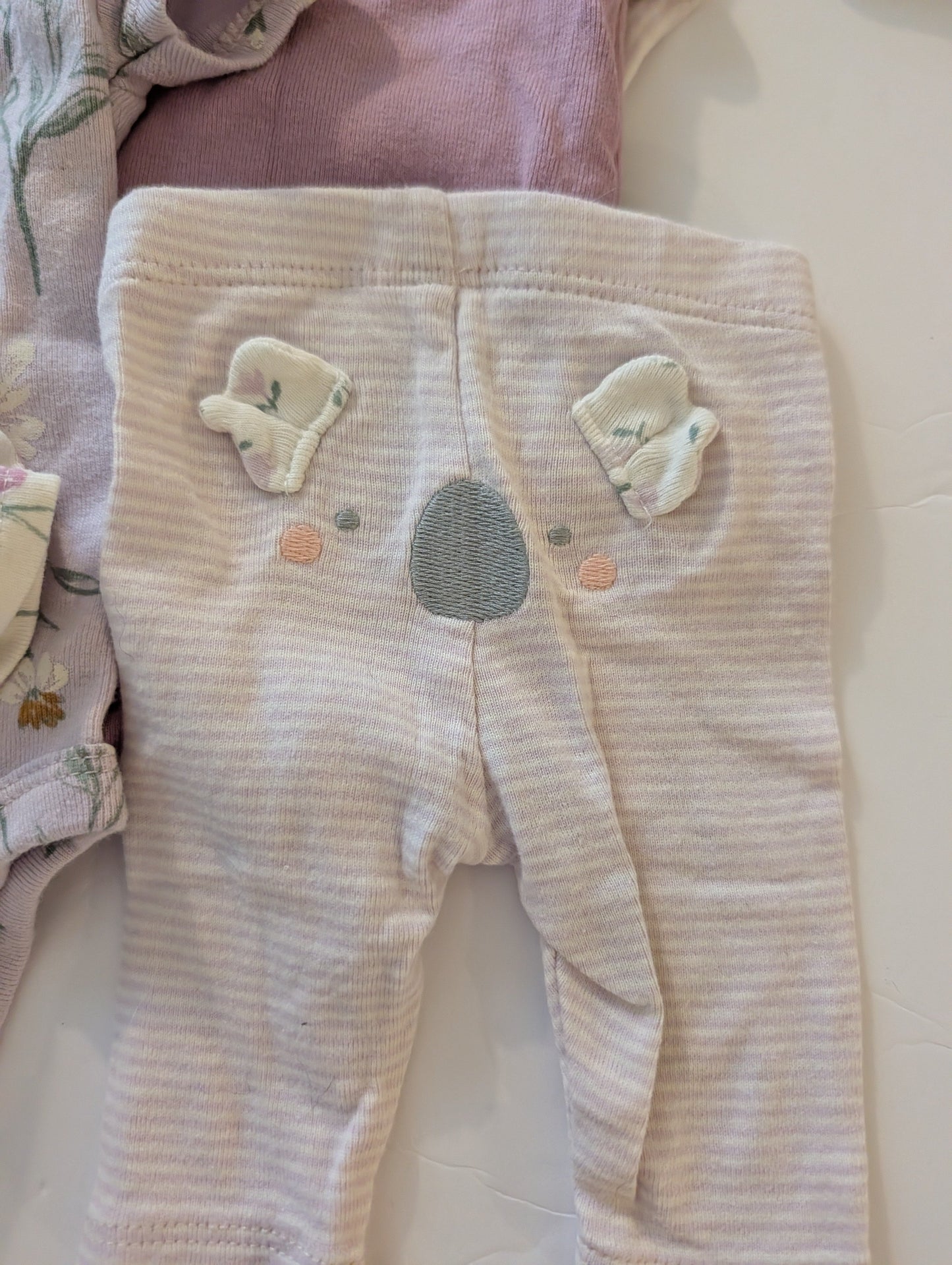 Seller 97, Carter's Purple Koala Set, baby girl size Preemie (item 206)