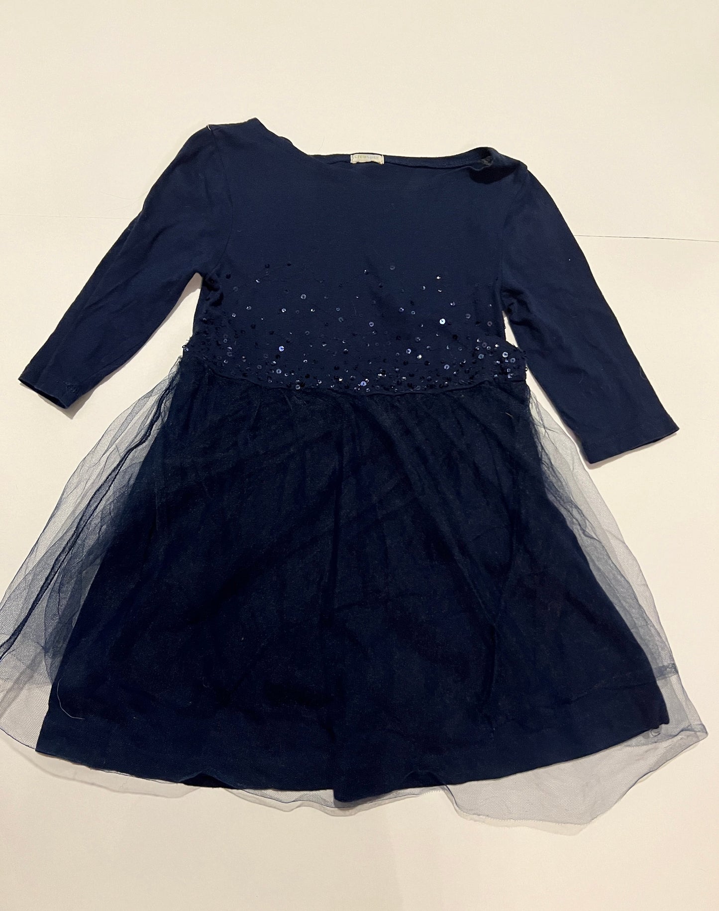 #180 Girls 3 Crewcuts Navy Sequin Tulle Dress