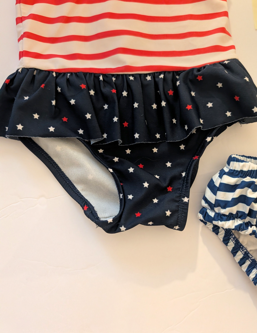 Seller 97 Baby Gap Red, White & Blue Striped Swimsuit & Swim Diaper Cover (NWOT), baby size 0-6mo (item 222)