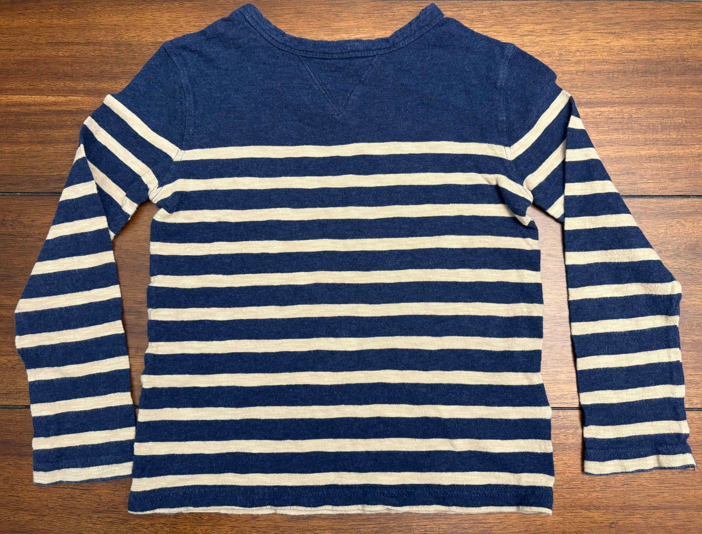 Seller #210 Gap Kids Boys Size 4-5 (XS) Navy with Khaki Stripes Long Sleeve Top