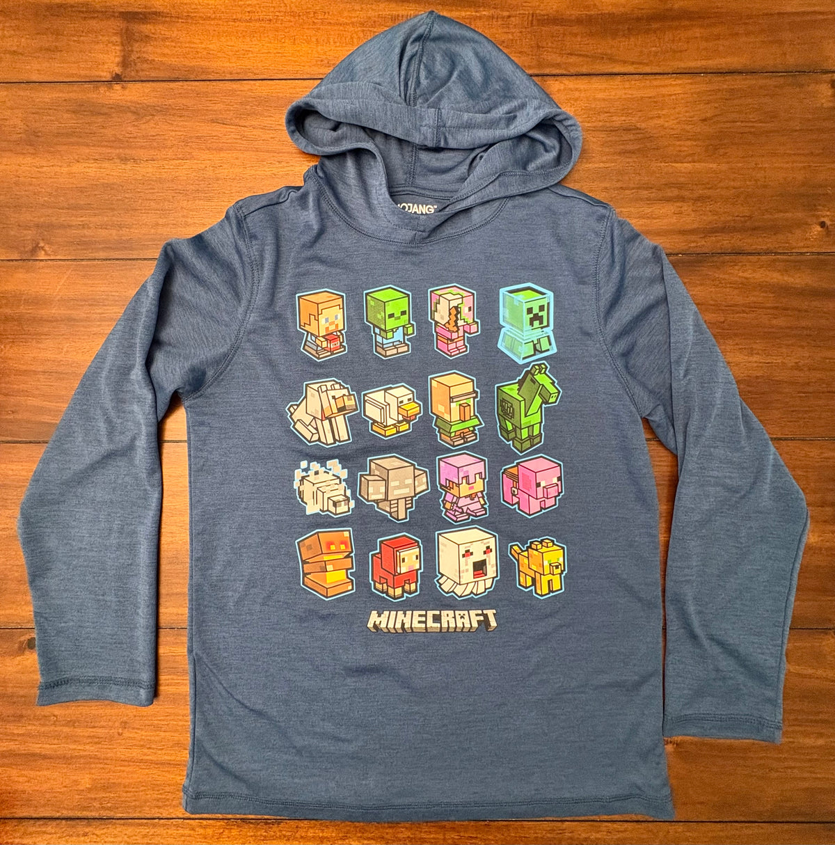 #197 Mojang Boys Size 10-12 (L) Blue Minecraft Graphic Hoodie