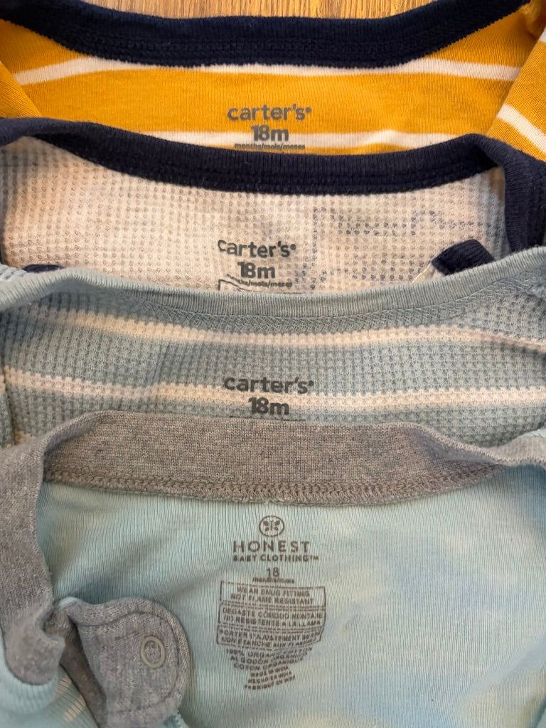 #6 - Carters Boys Long Sleeved Pajamas (Set of 4) - 18 months