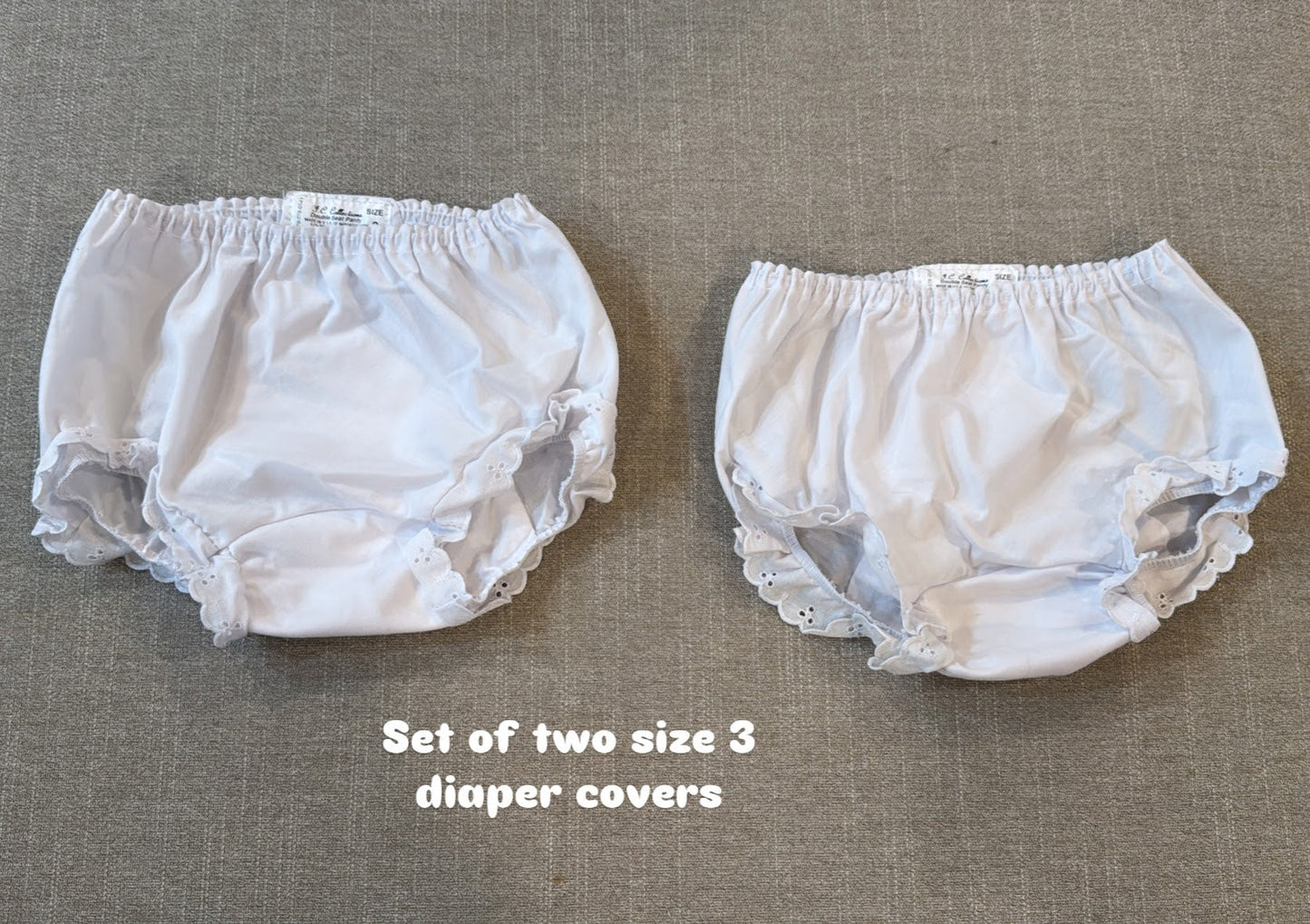 #145 set of 2 eyelet trim size 3 diaper covers Girls EUC