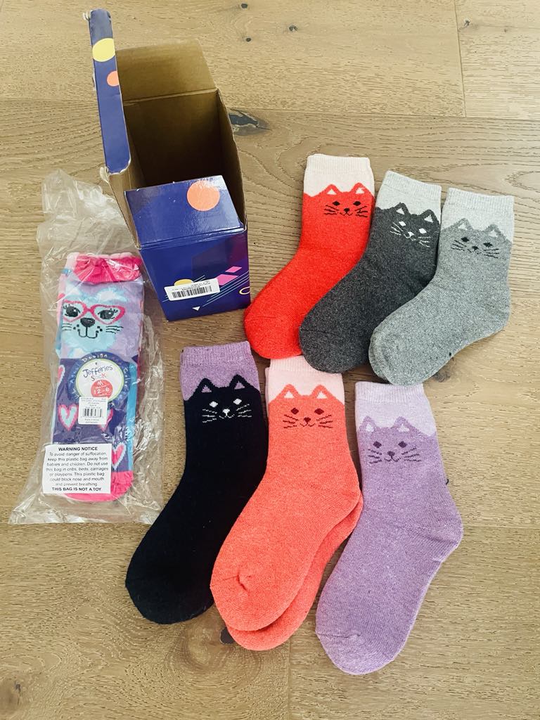 #222 NEW Girls Ages Approximately 5/6-12 Cotton and Wool Socks Bundle