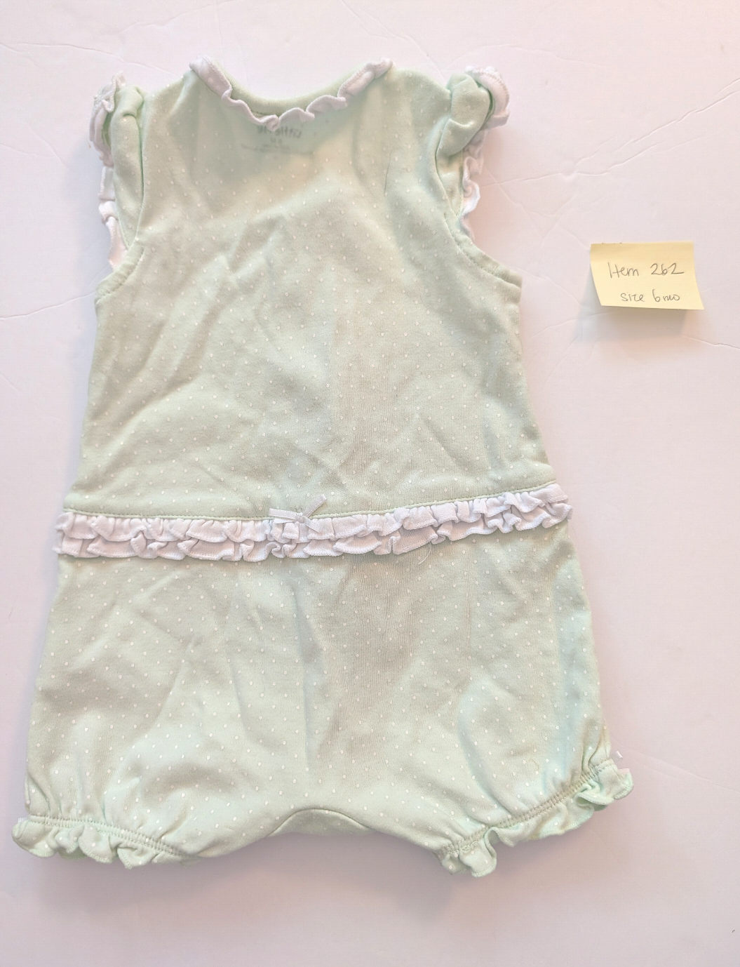 Seller 97, Little Me Pastel Green Bubble, baby size 6mo (item 262)