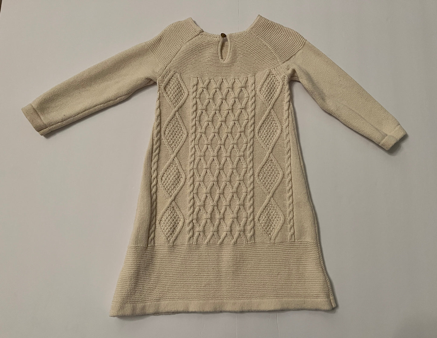 #180 Girls 90 3T EUC Hanna Cream Sweater Dress