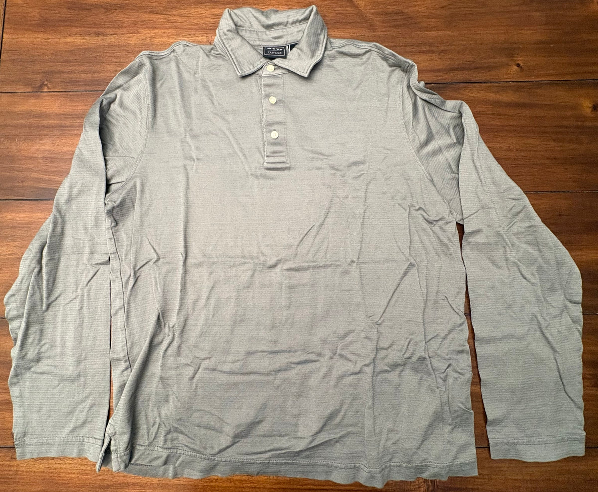 #197 Jos A Bank Men's Size L Gray Long Sleeve Polo Shirt