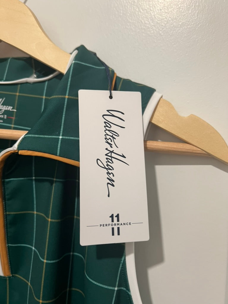 Seller #76 - Walter Hagen Womens P11 Sleeveless Golf Polo Forest Green Plaid Medium NWT $60