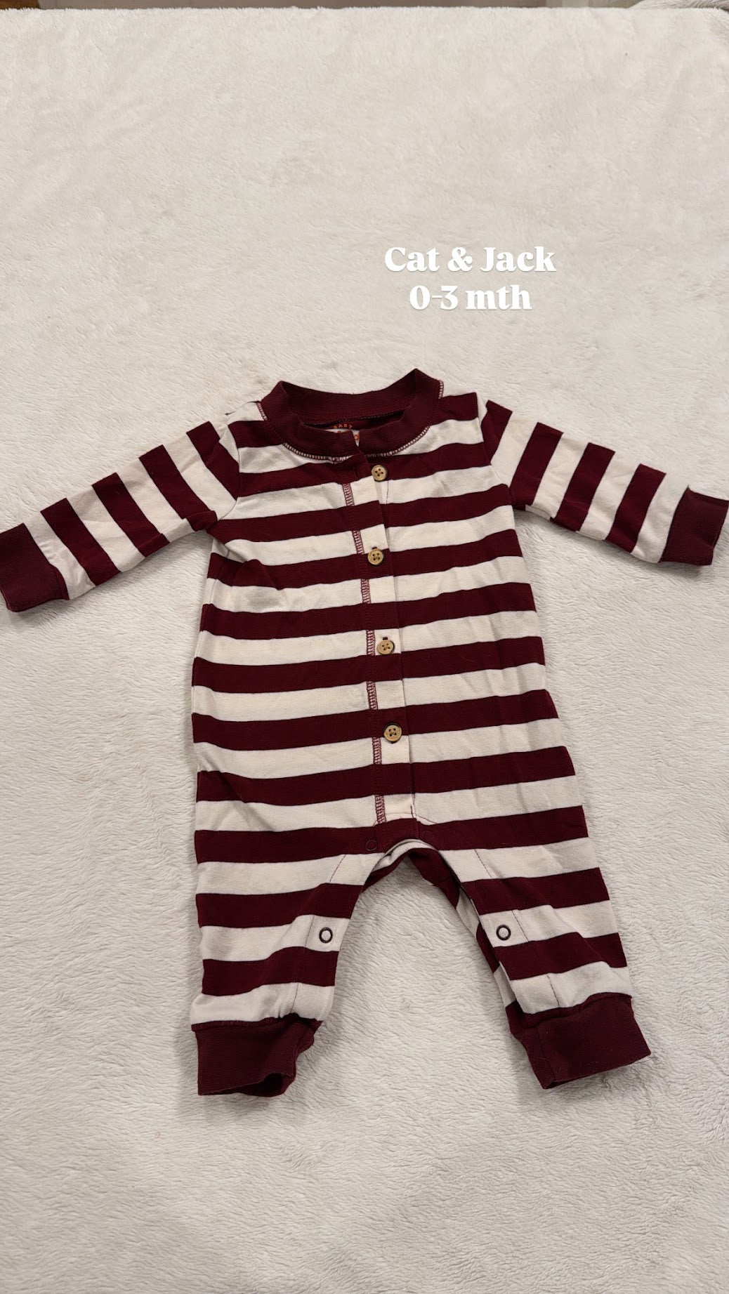 #145 Cat & Jack striped romper Boys 0-3 mth EUC