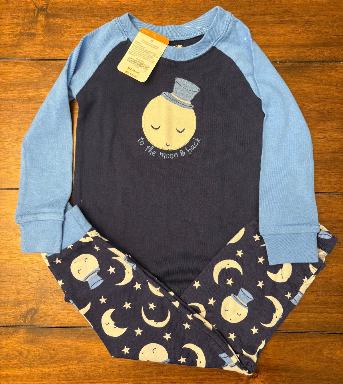 #197 Gymboree Boys Size 2T Blue Moon & Back Long Sleeve Pajama Set NWT