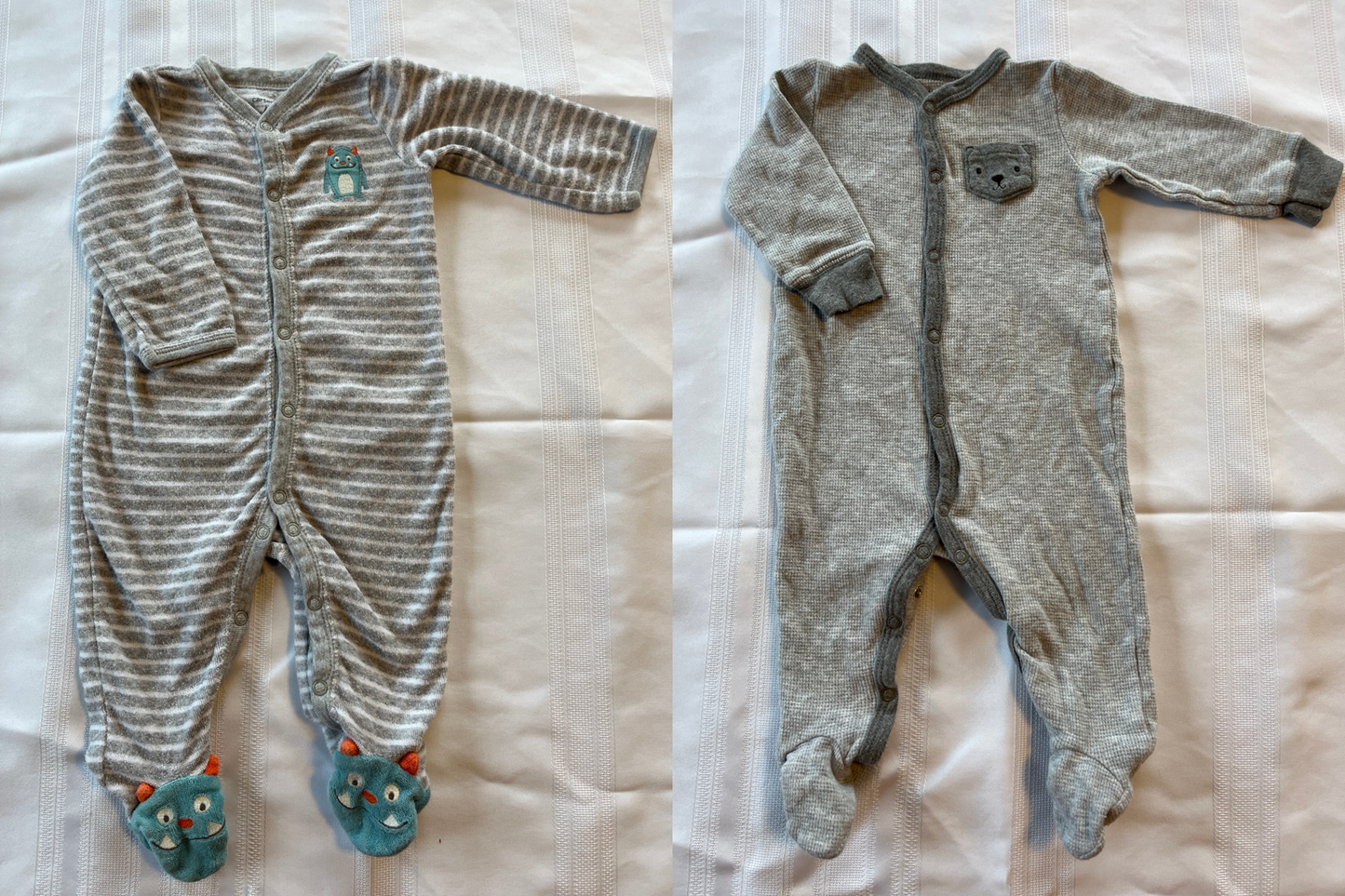 #29 6 mo Boys Carters footed rompers set of 2 EUC