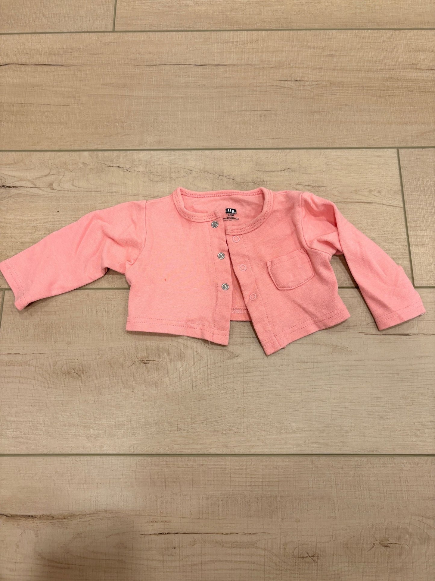 #37 REDUCED-6-9M Girls Hudson Baby Cropped Coral Sweater