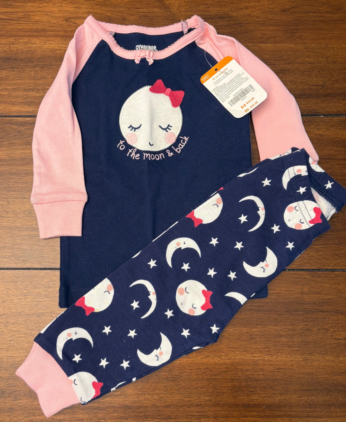 #197 Gymboree Girls Size 6-12M Blue Moon & Back Long Sleeve Pajama Set NWT