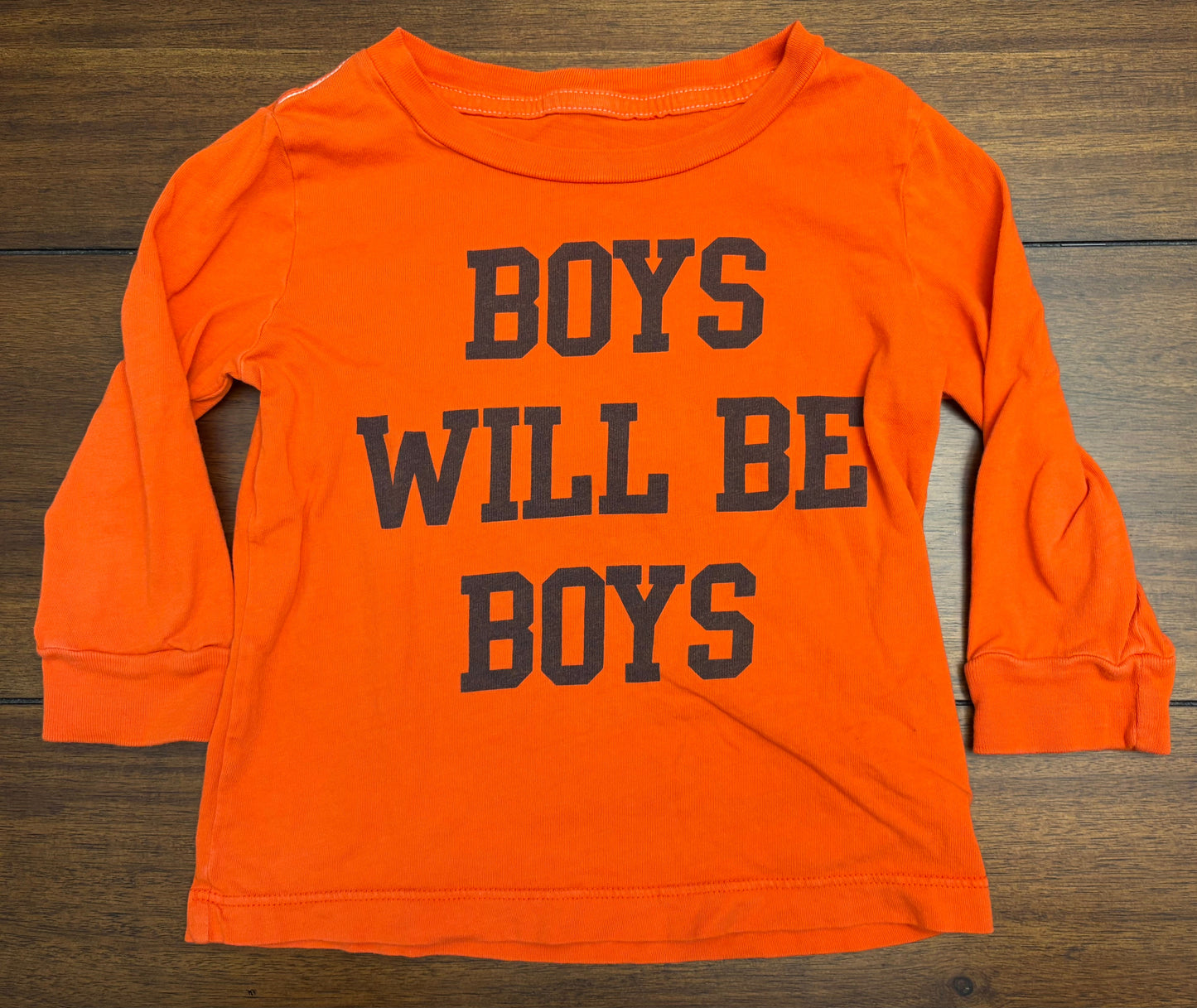 Seller #210 Little Peanut Boys Size 18-24M Orange Boys Will Be Boys Graphic Long Sleeve T-shirt