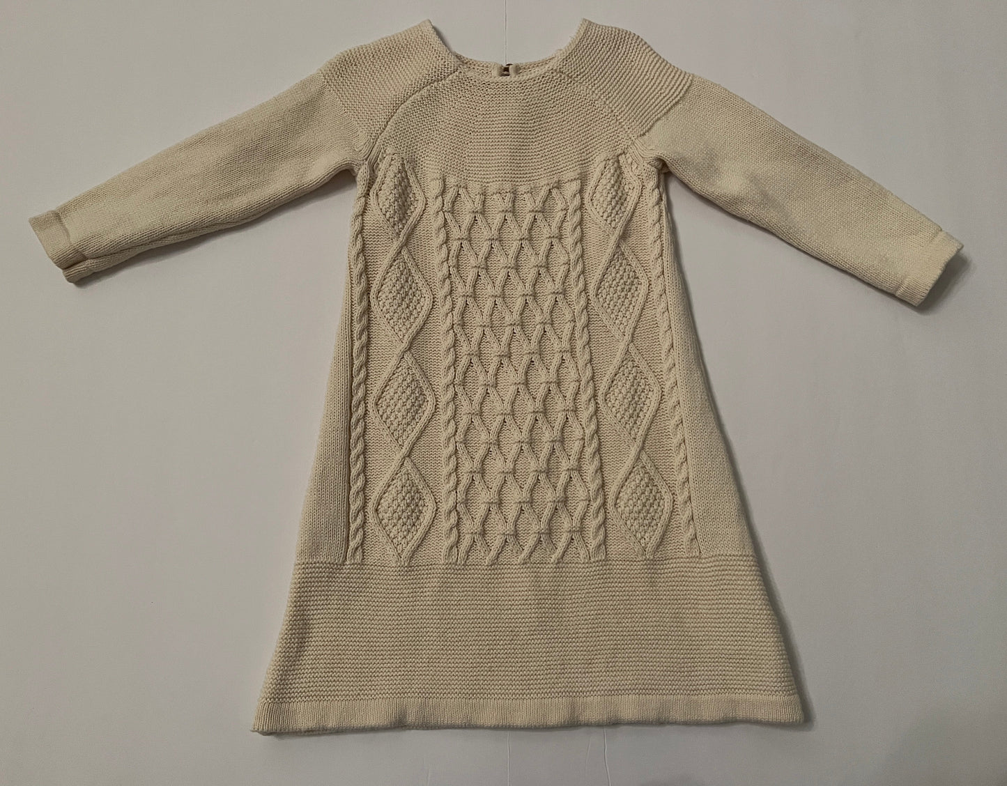#180 Girls 90 3T EUC Hanna Cream Sweater Dress