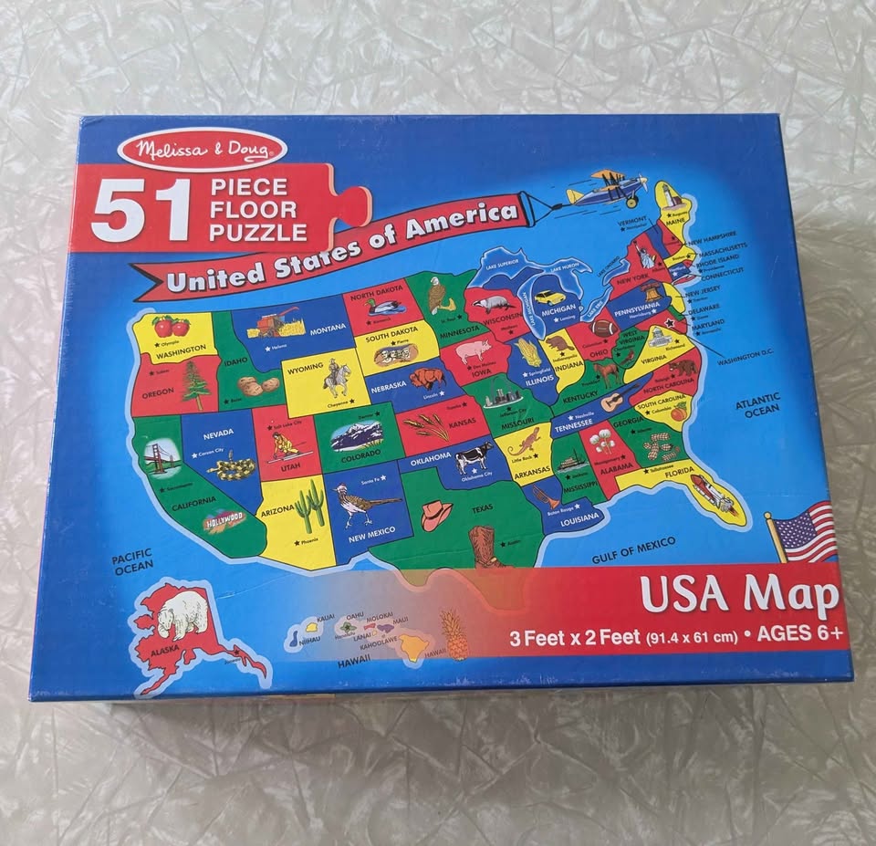 #61 Melissa & Doug 51 Piece Jumbo Floor Puzzle United States Map
