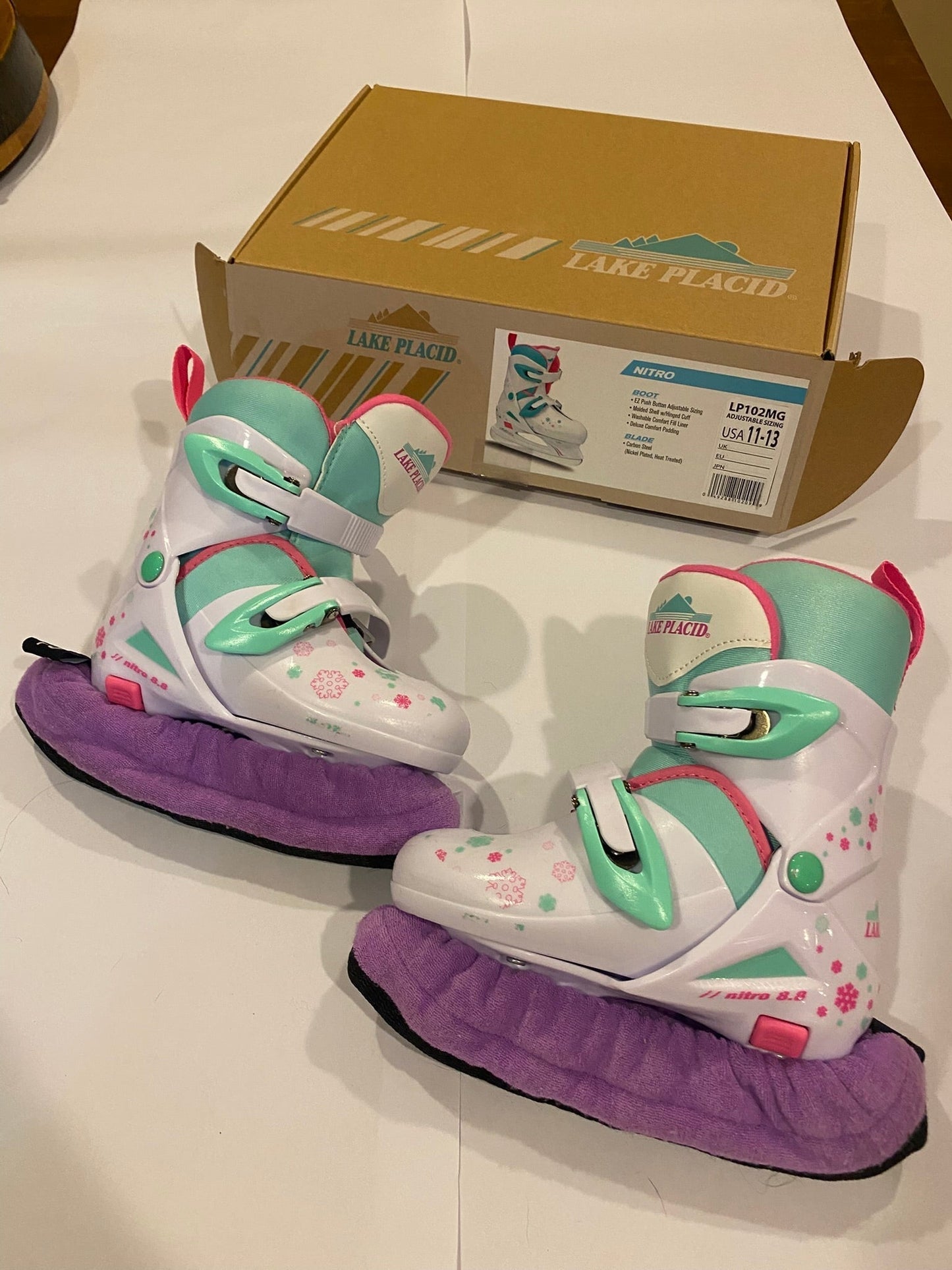 179 "Reduced" Lake Placid Ice Skates-size 11-13 adjustable, skate covers included