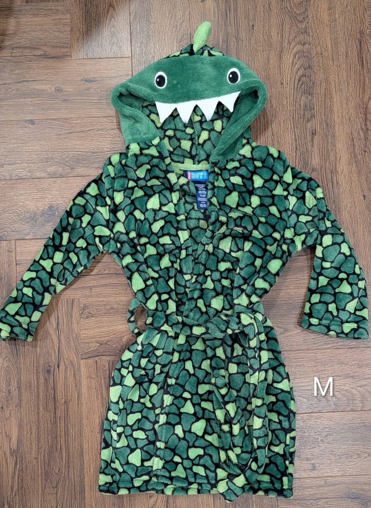#3 dinosaur fleece robe, size M