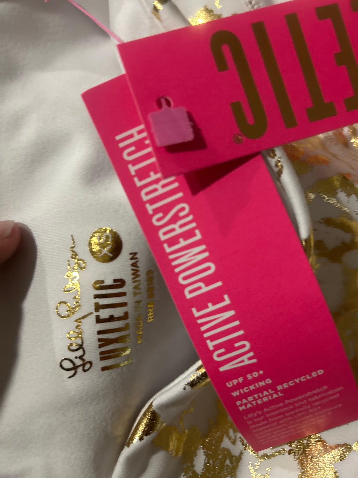 136 NWT Lilly Pulitzer athletic pants gold and white XS