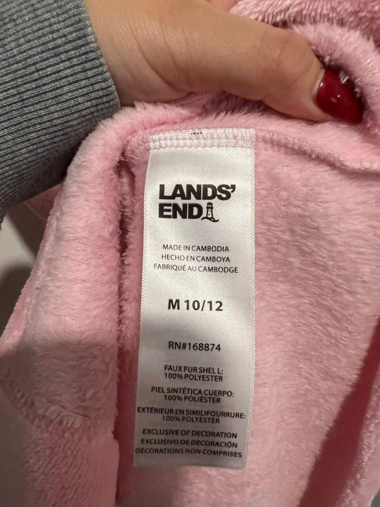 Seller #76 - Lands End Kids Plush Robe Hooded Size Medium (10-12) Pink Bedtime
