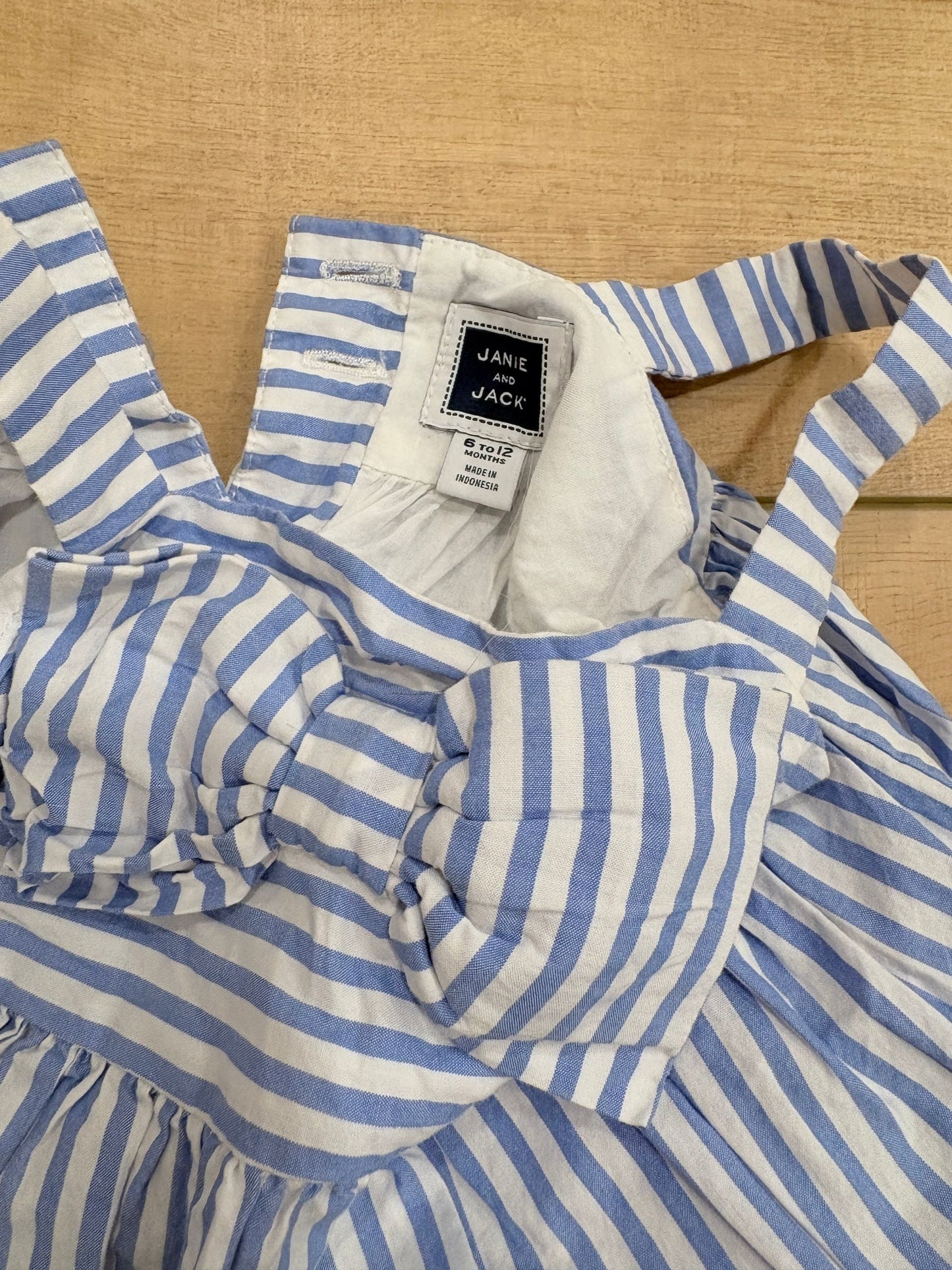 #37 REDUCED-6-12M Girls Janie and Jack Blue and White Striped Dress