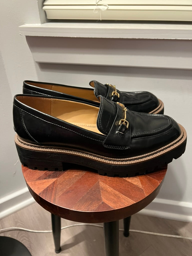 Seller #76 - Sam Edelman Laurs Platform Chunky Lug Heel Gold Loafer Black Size 9 Womens