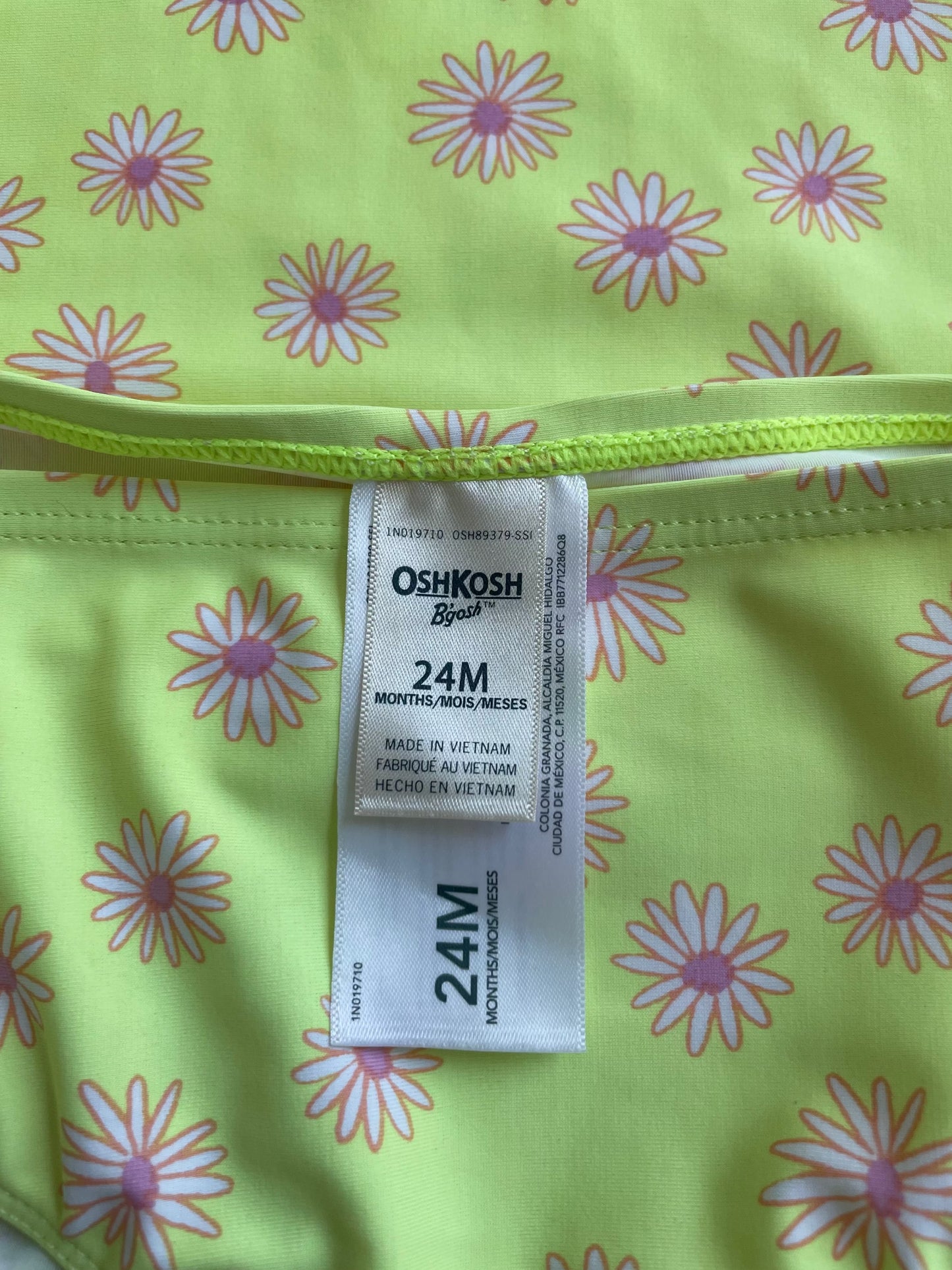 #6 - Osh Kosh Girls Swimsuit Set Bikini, 24m, Lime Green