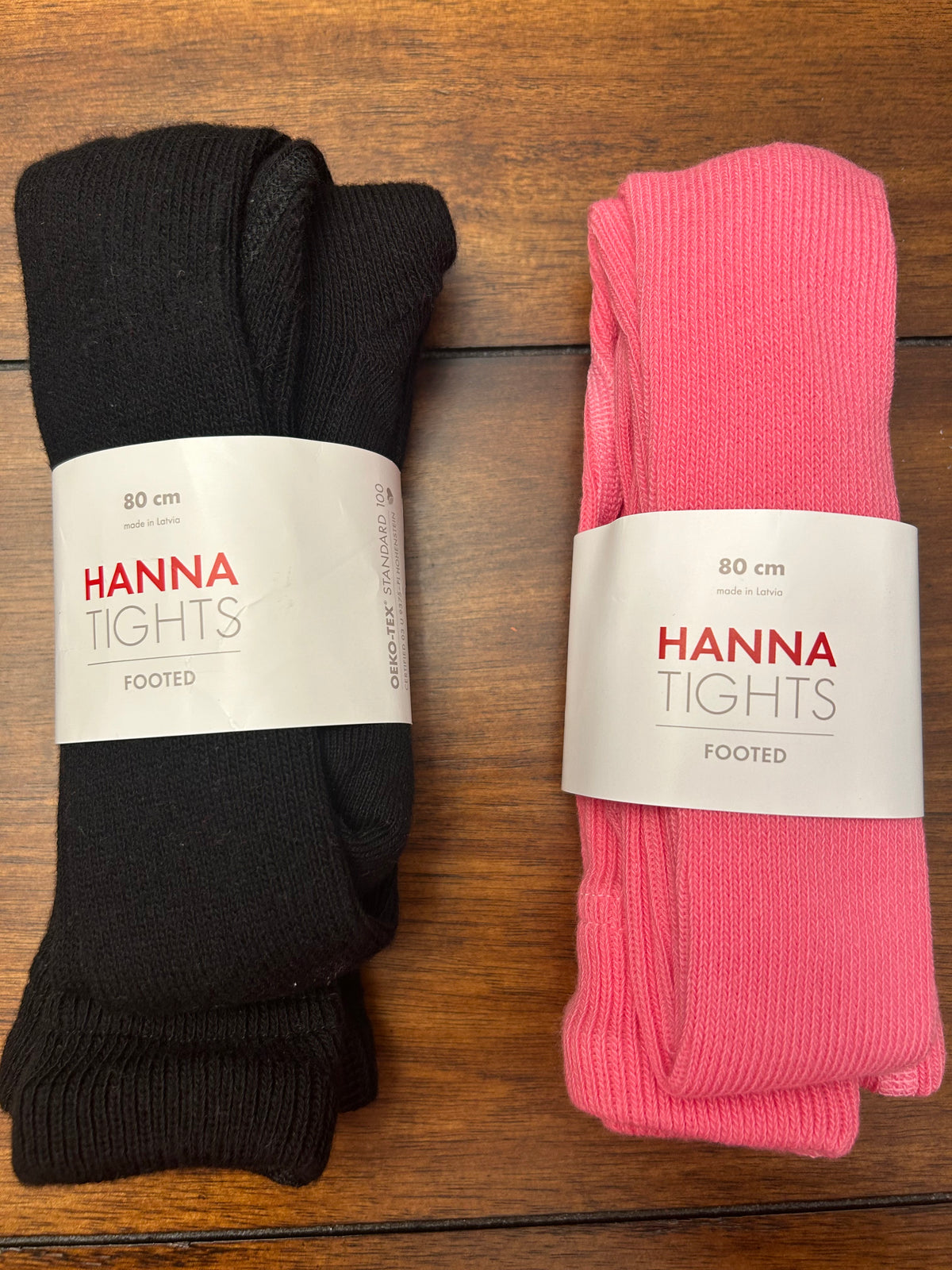 #197 Hanna Andersson Girls Size 2 (80) Black & Pink Footed Tights Set NWT