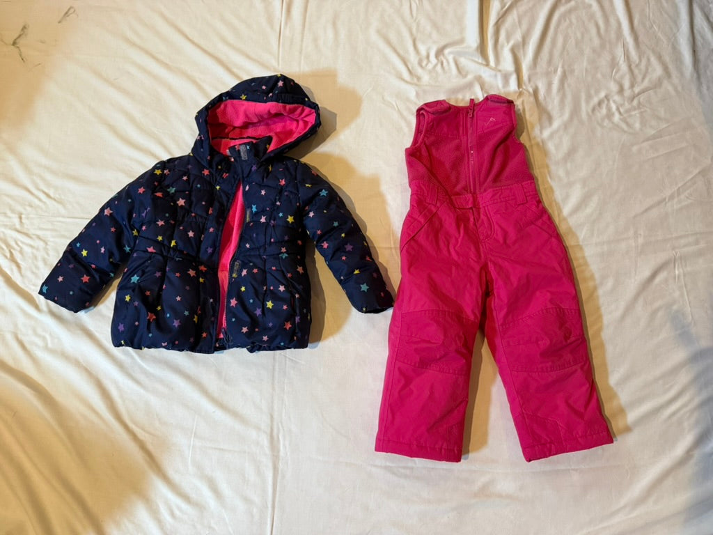 Seller #142 Okie dokie girls size 3T white blue star jacket and pink snow pants