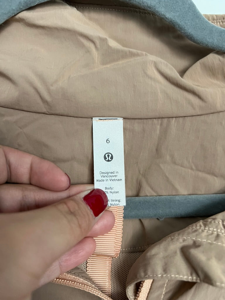 Seller #76 - Lululemon Lightweight Hooded Jacket - Bleached Apricot - Size 6