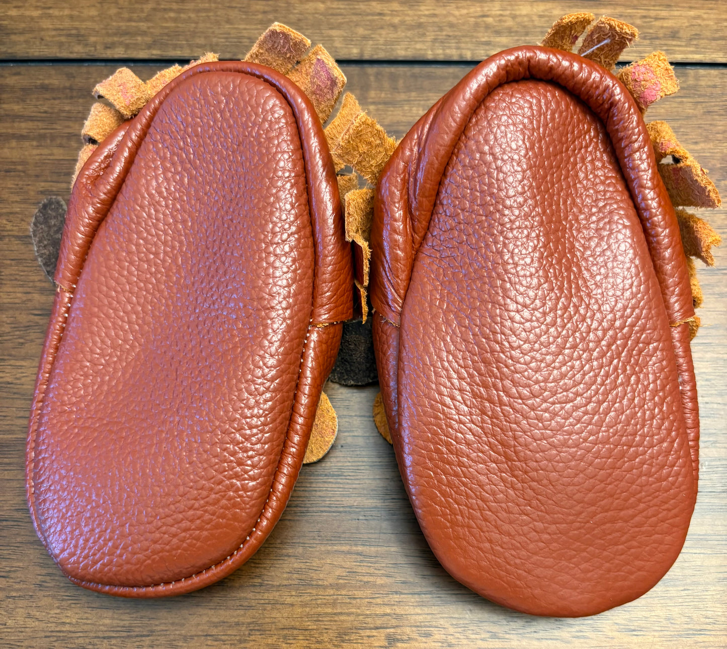 Seller #210 Boys Size 12M Brown Leather Reindeer Moccasins