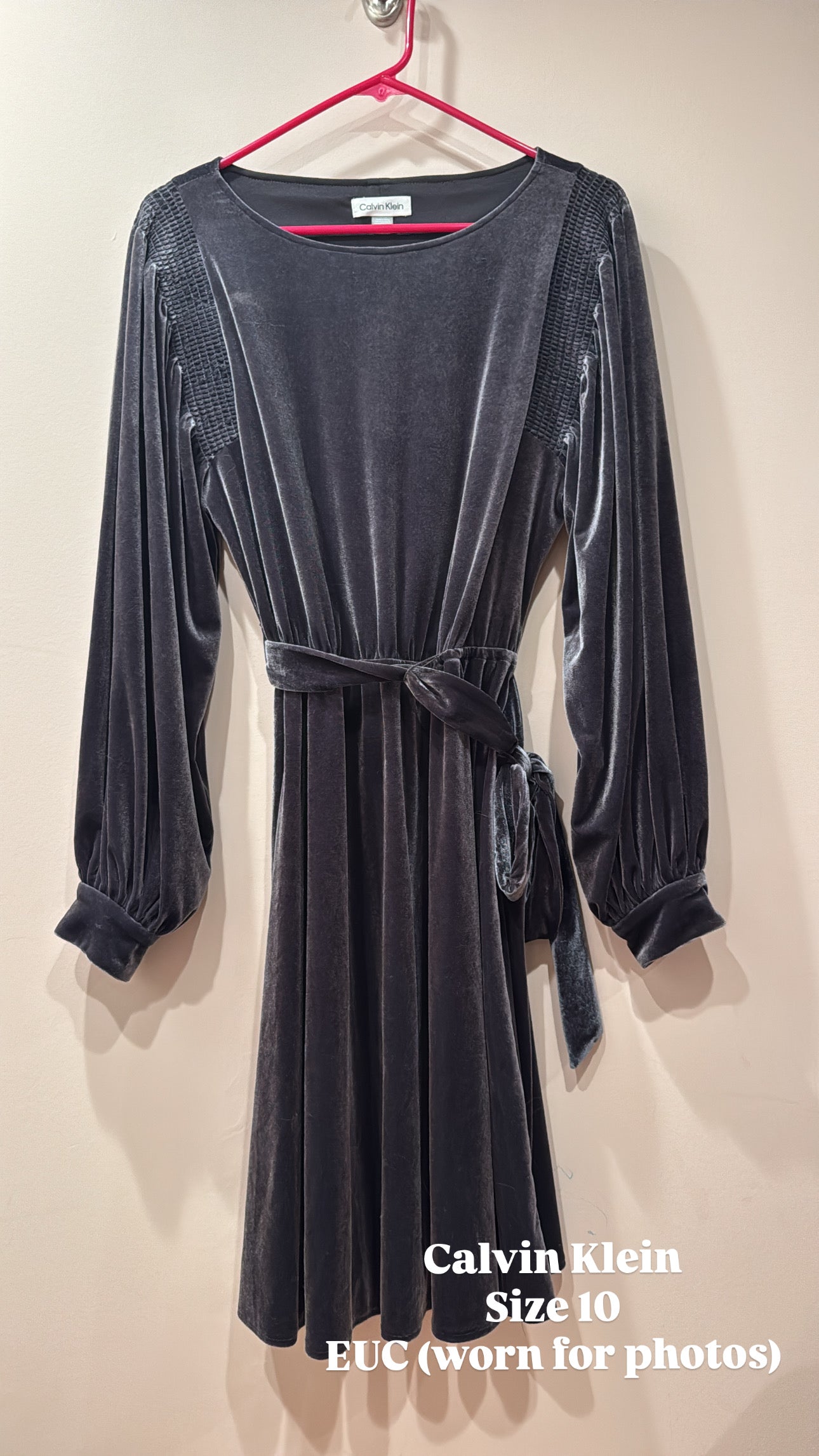 #44 Calvin Klein gray velour dress size 10