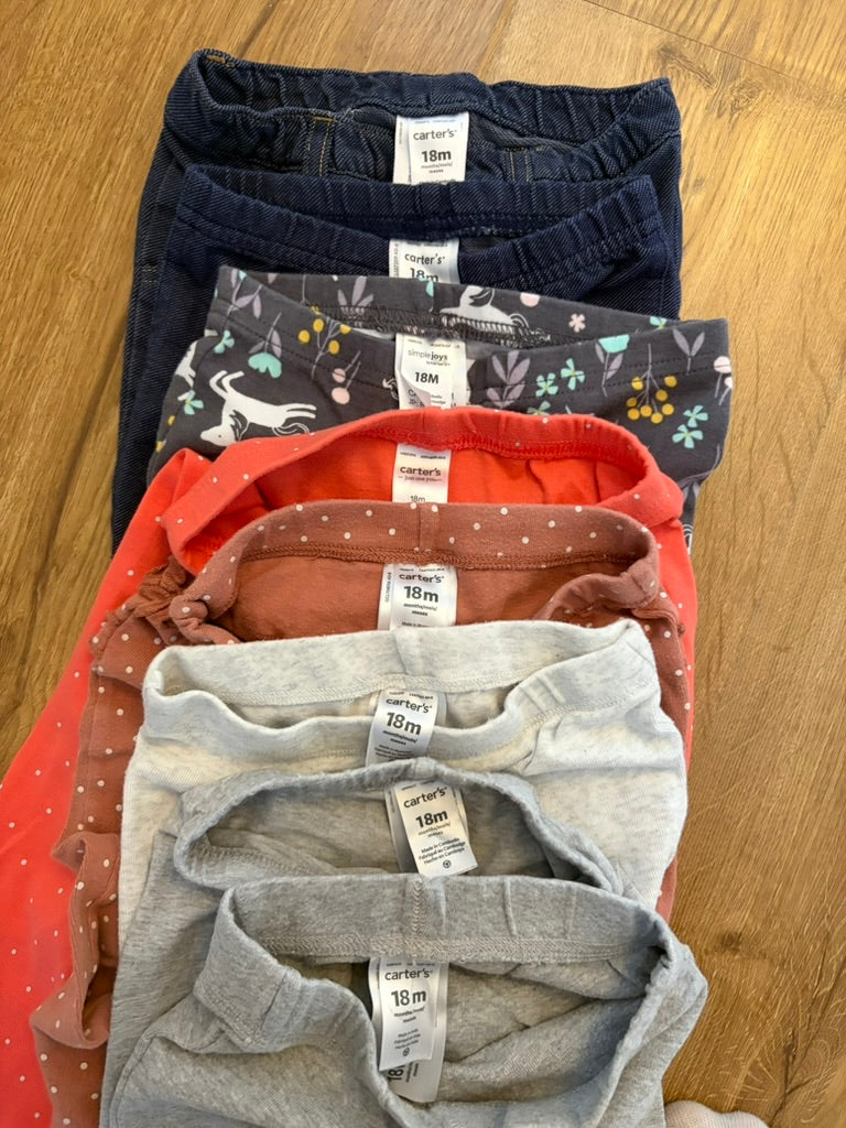 #6 - Carters Girls Leggings (pack of 8) - 18 months