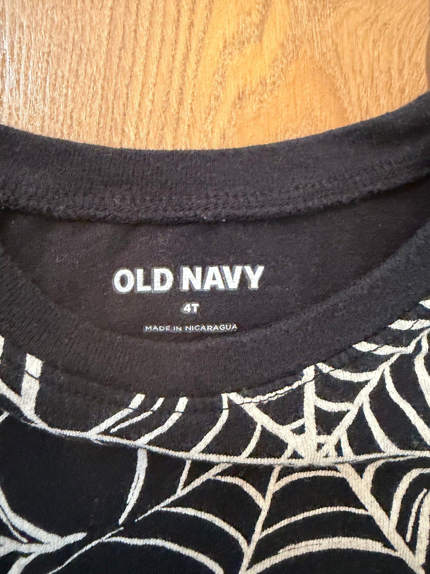 #6 - Old Navy Boys Black Long-Sleeved Shirt with Spiderwebs - 4T