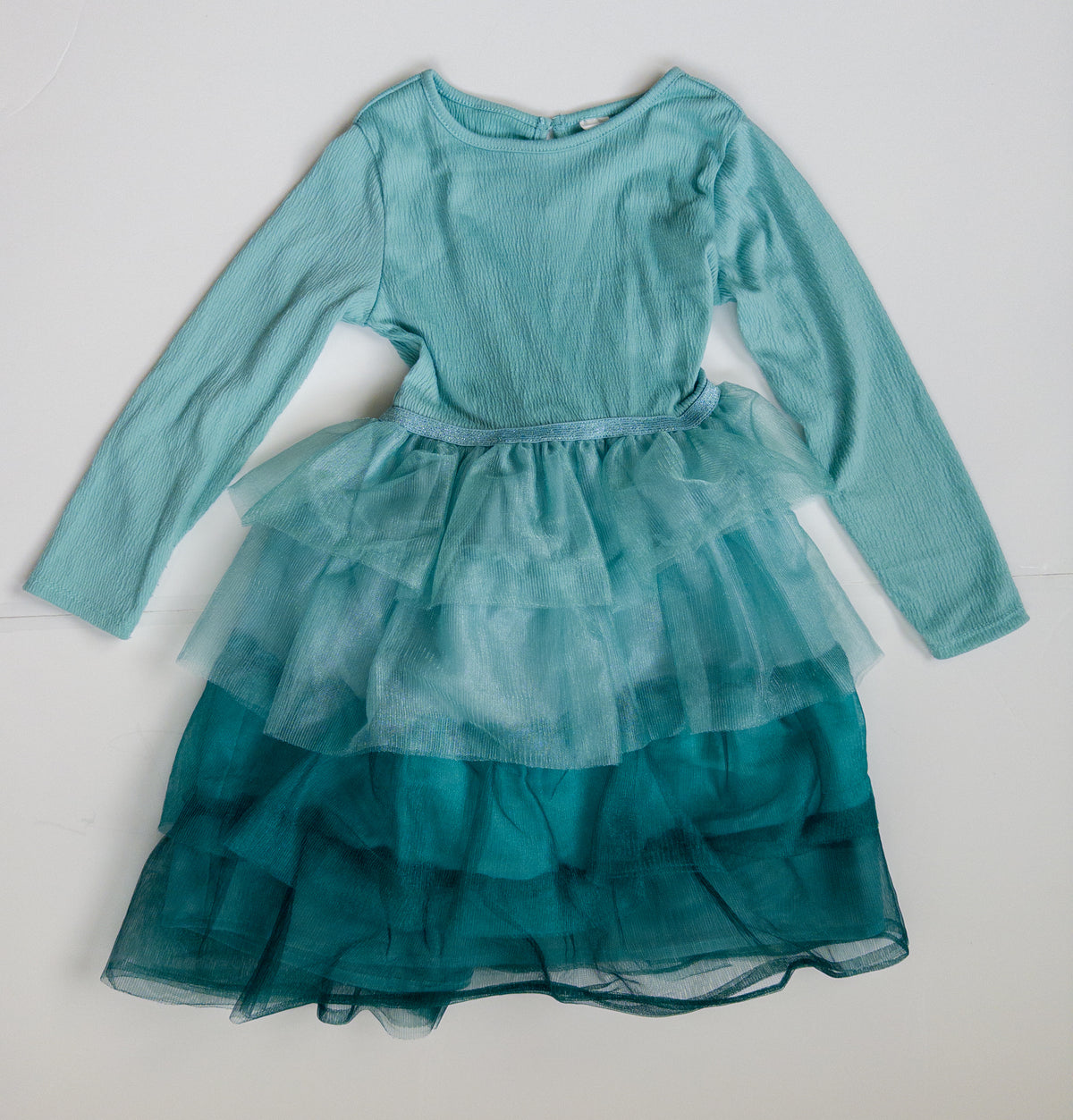 #38 H&M Teal Tulle Dress Girls Size 5T/6