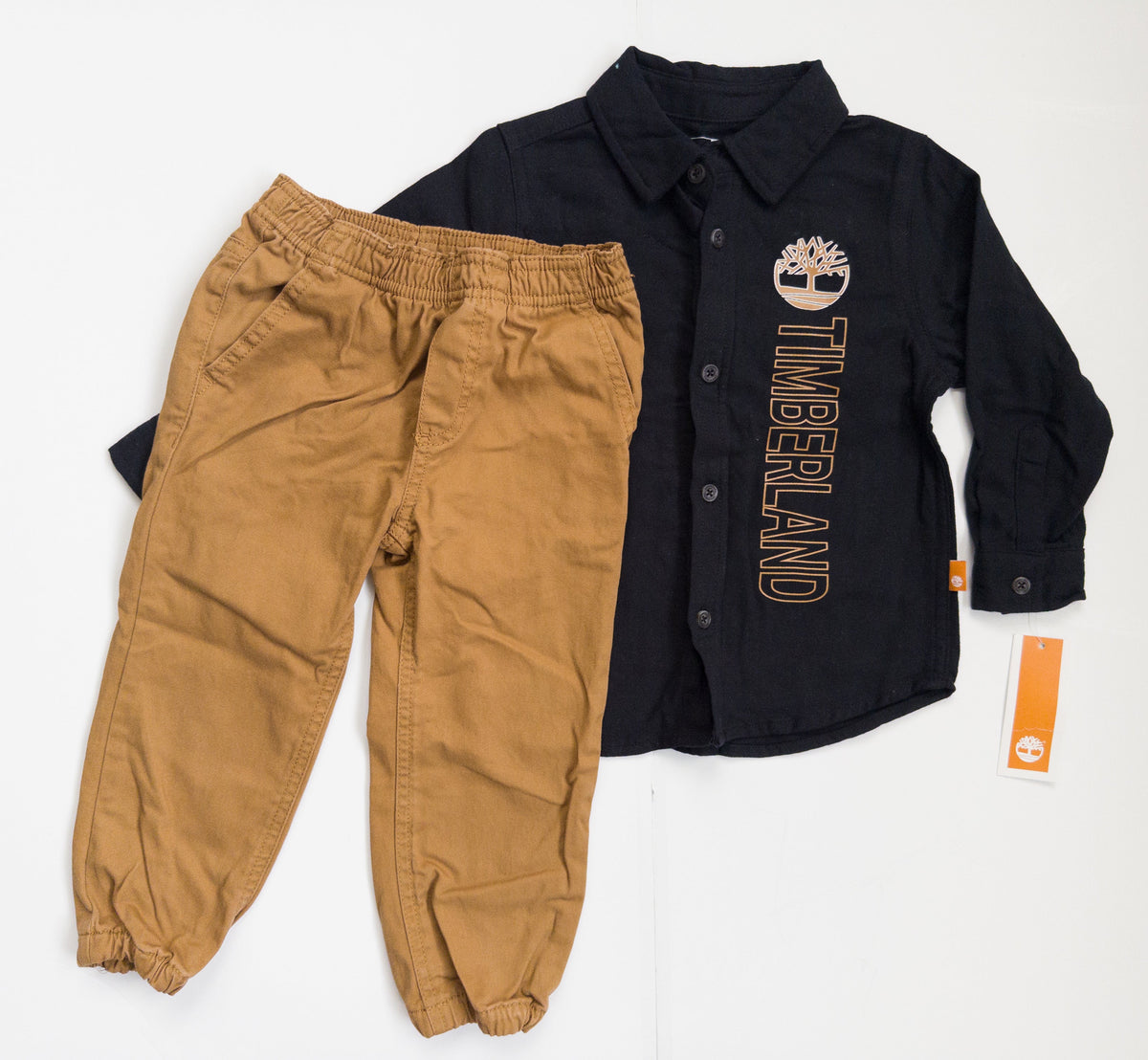 #38 Timberland Black/Khaki Outfit Toddler Boy Size 3T - NWT