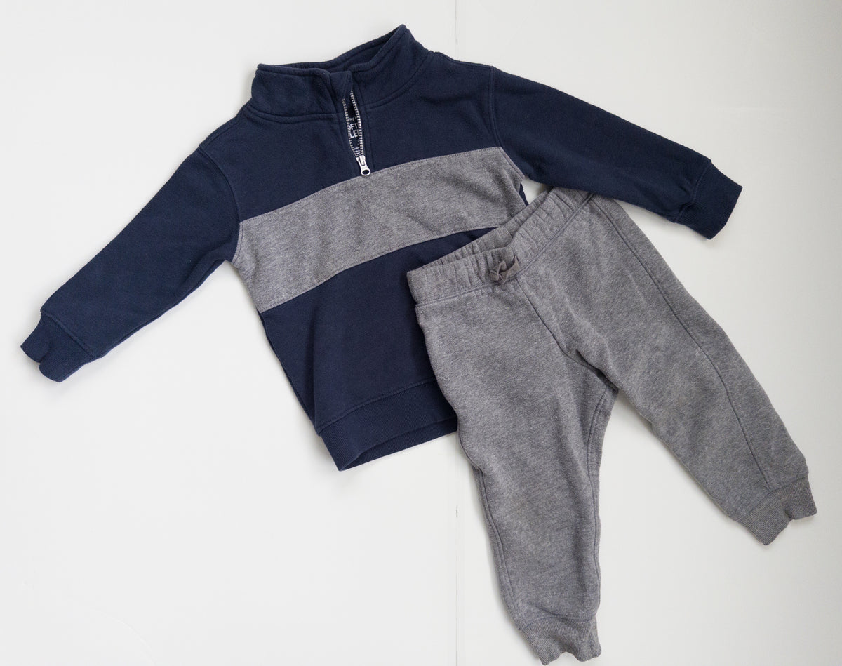 #38 Jumping Beans Navy/Grey Outfit Toddler Boy Size 2T