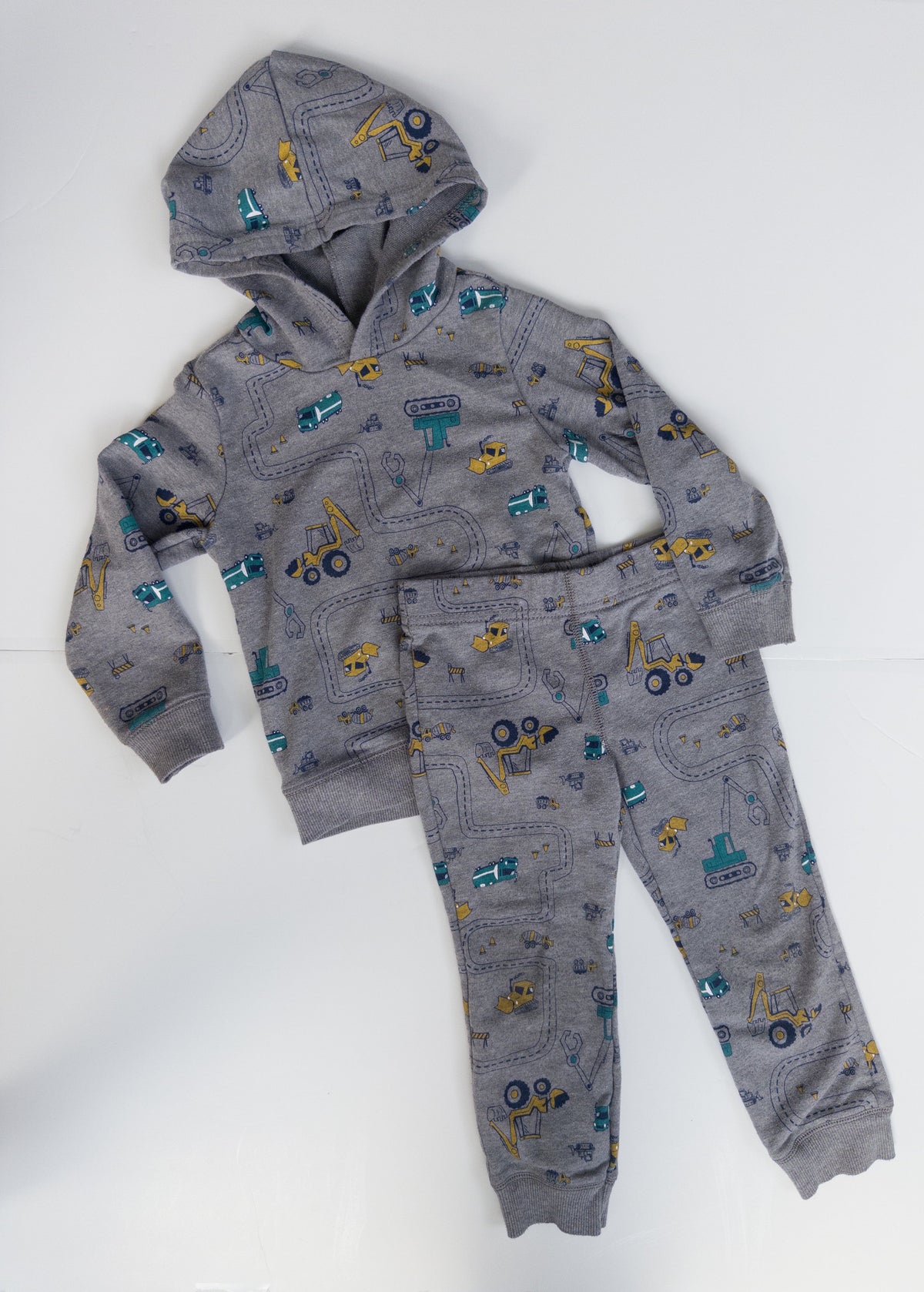 #38 Carters Grey Construction Hoodie Outfit Toddler Size 3T