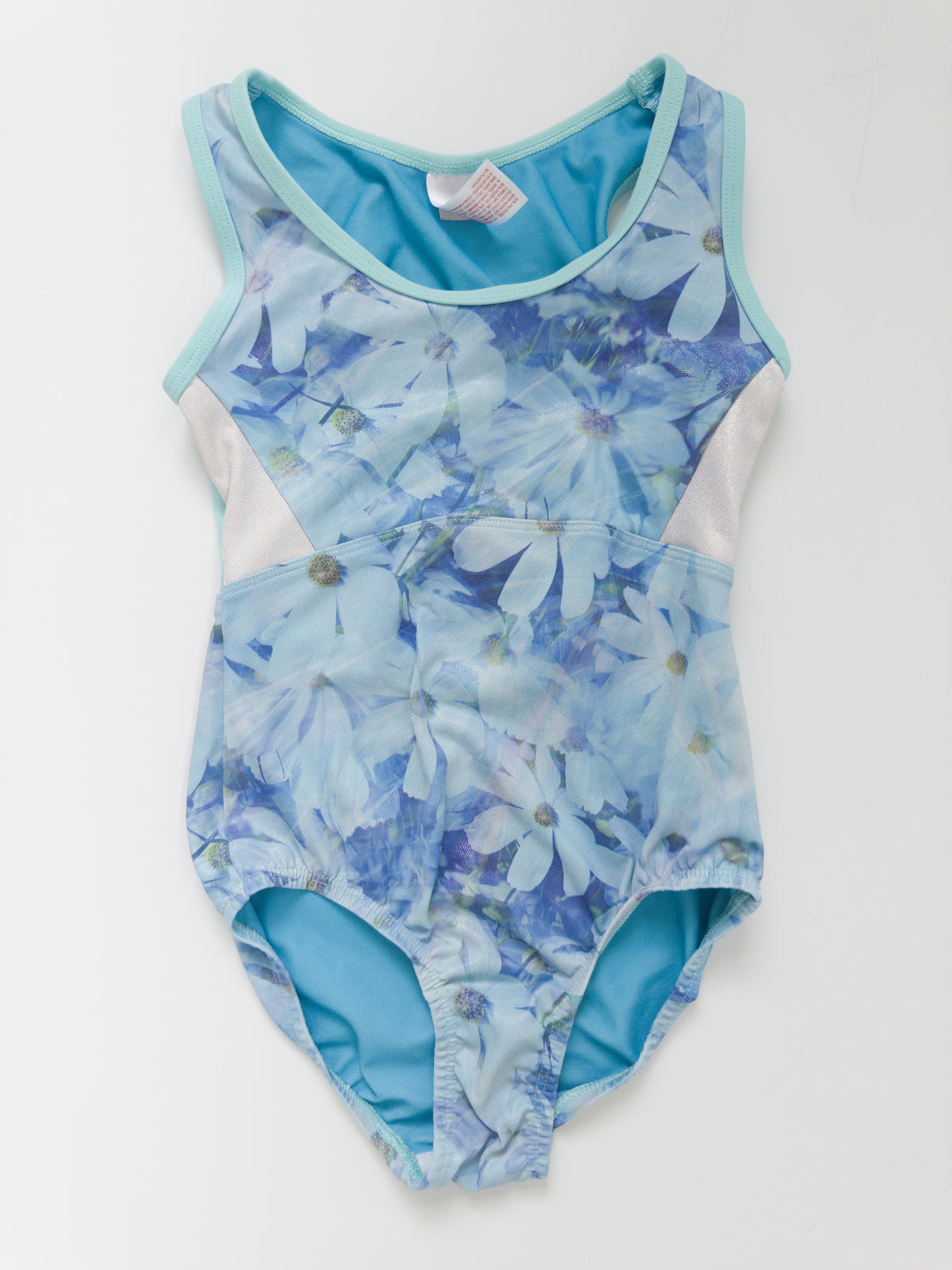 #38 Cat & Jack Blue Floral Gymnastics Leotard Girls Size Small (6/6x)
