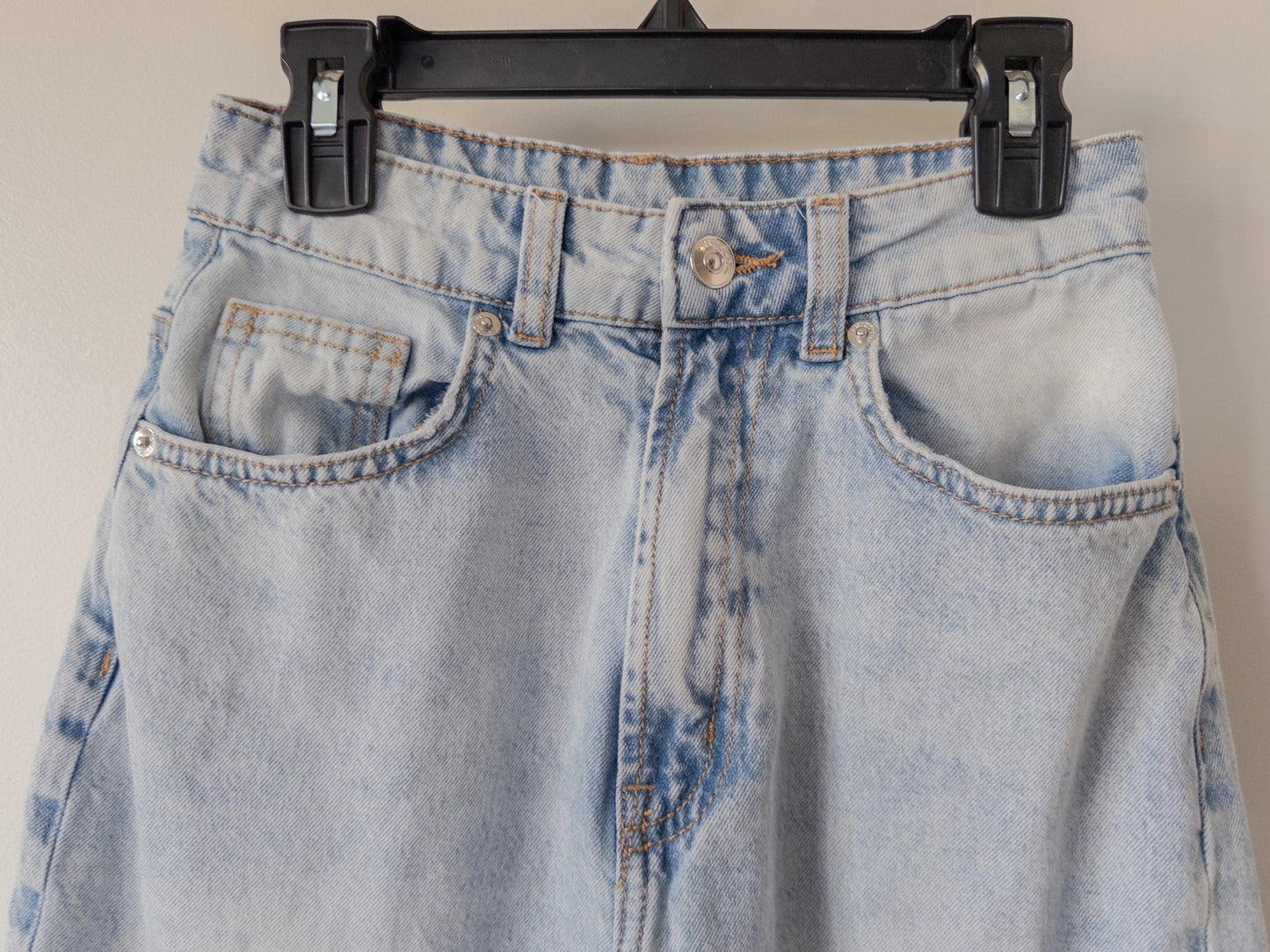 #152 H&M size 0 high-waist, wide-leg, light wash jeans - EUC
