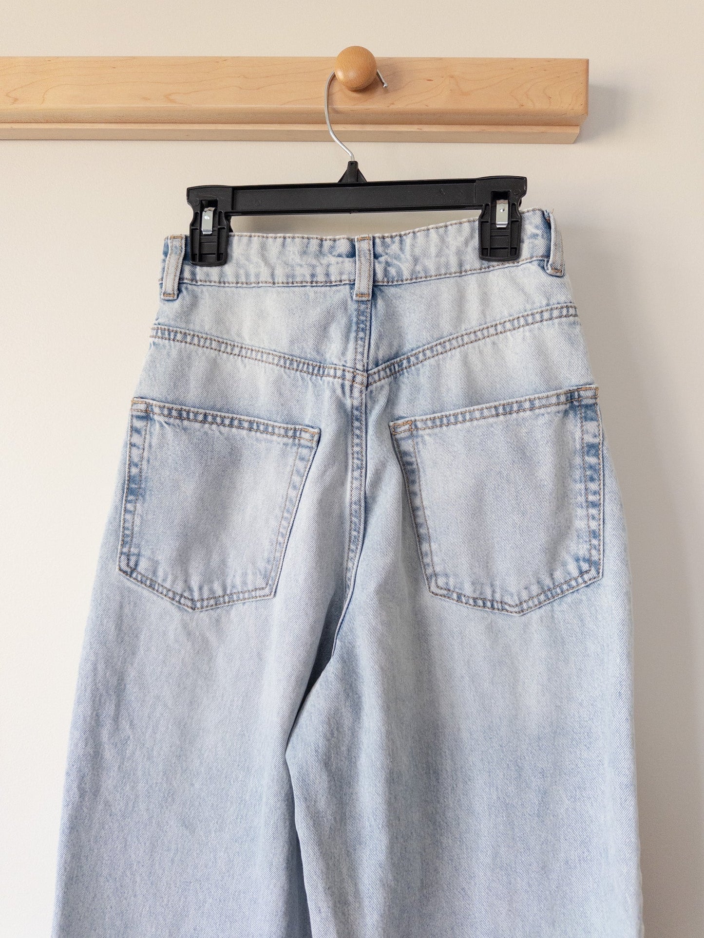 #152 H&M size 0 high-waist, wide-leg, light wash jeans - EUC