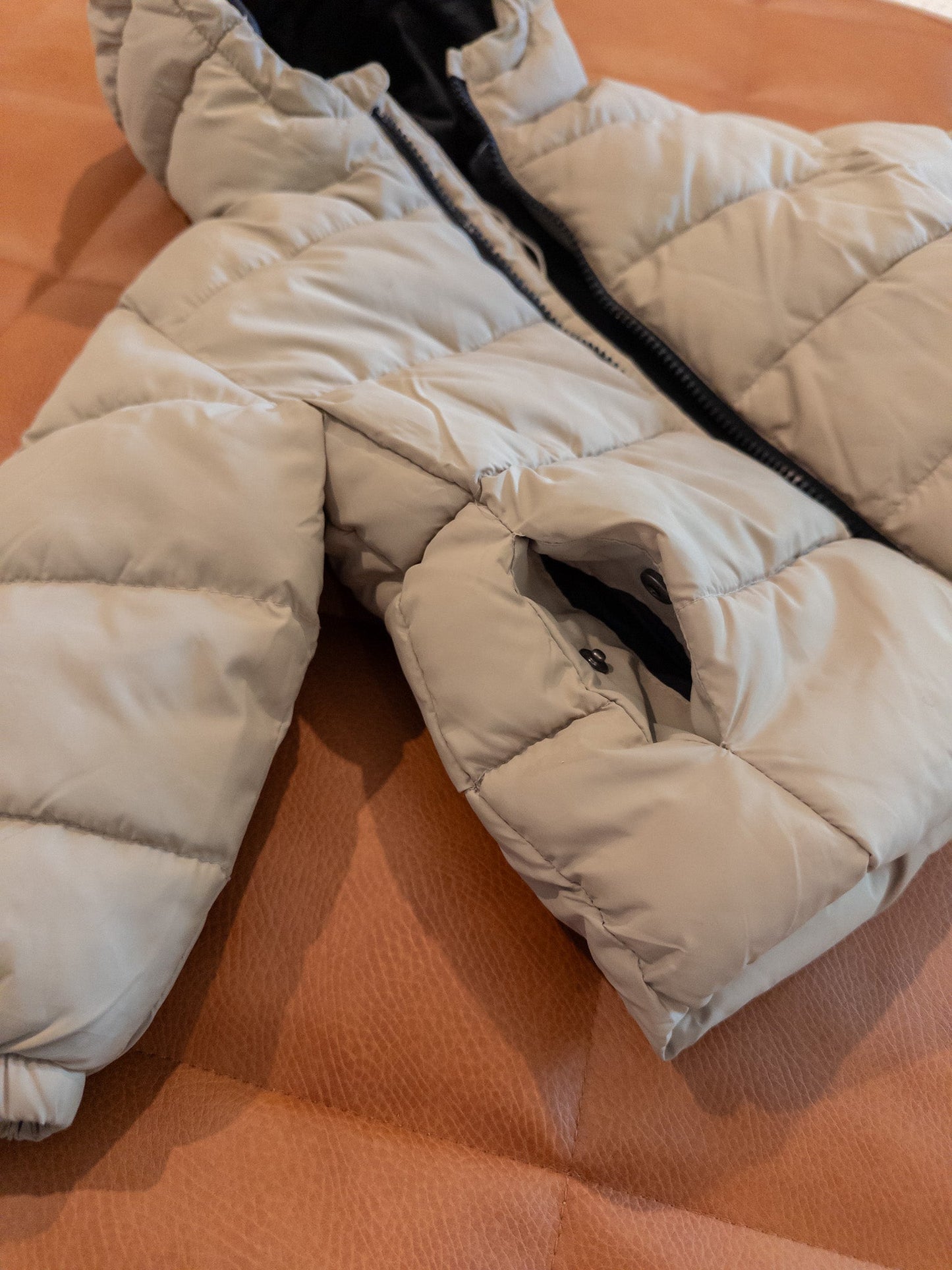 #152 Mango 12-18m beige puffer coat - EUC