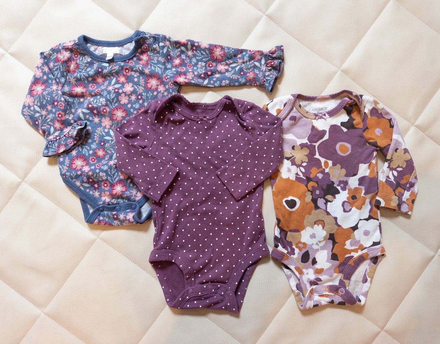 #151 0-3 / 3m floral long sleeve onesie bundle - EUC