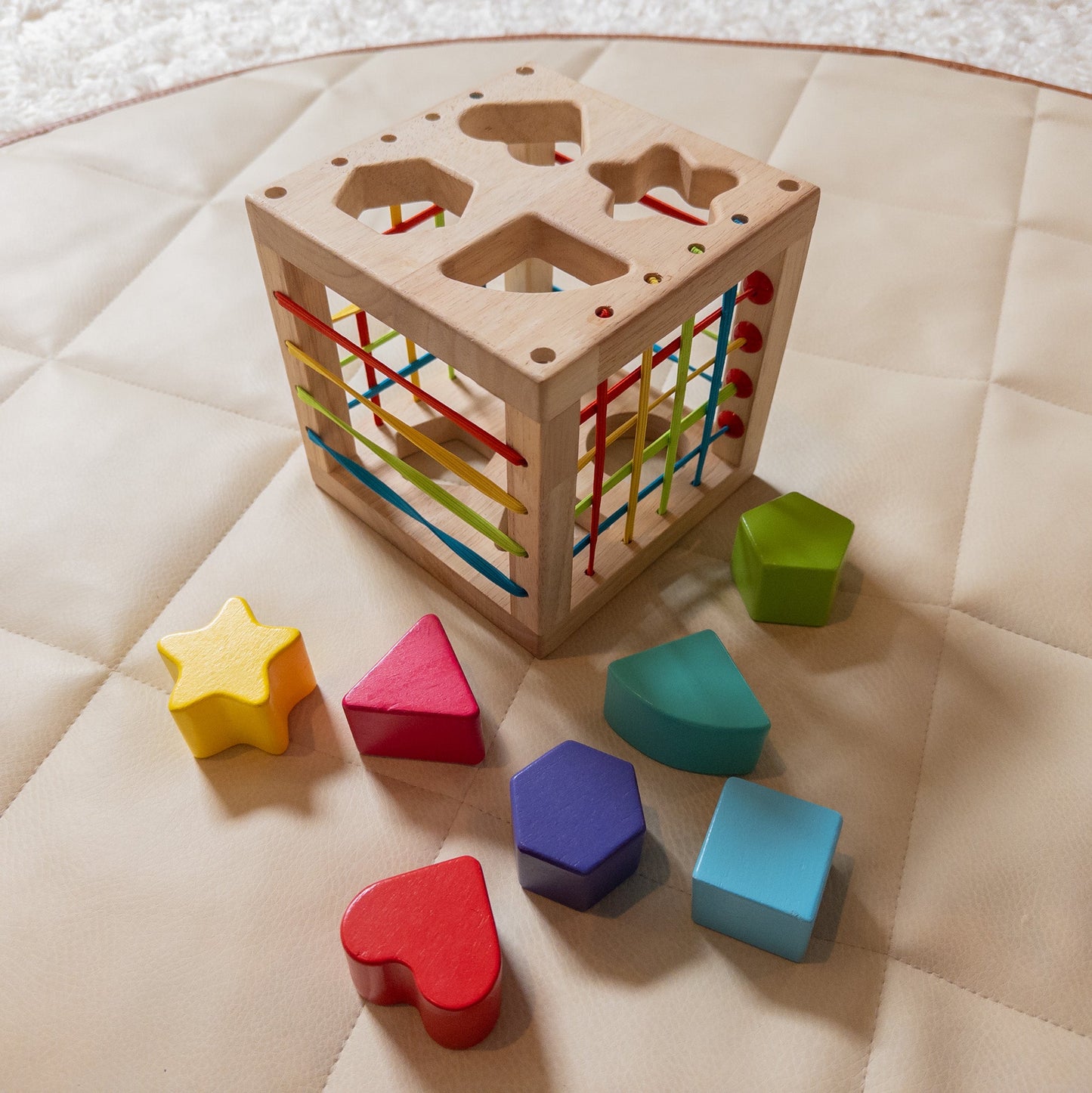 #101 wooden shape sorting cube - EUC