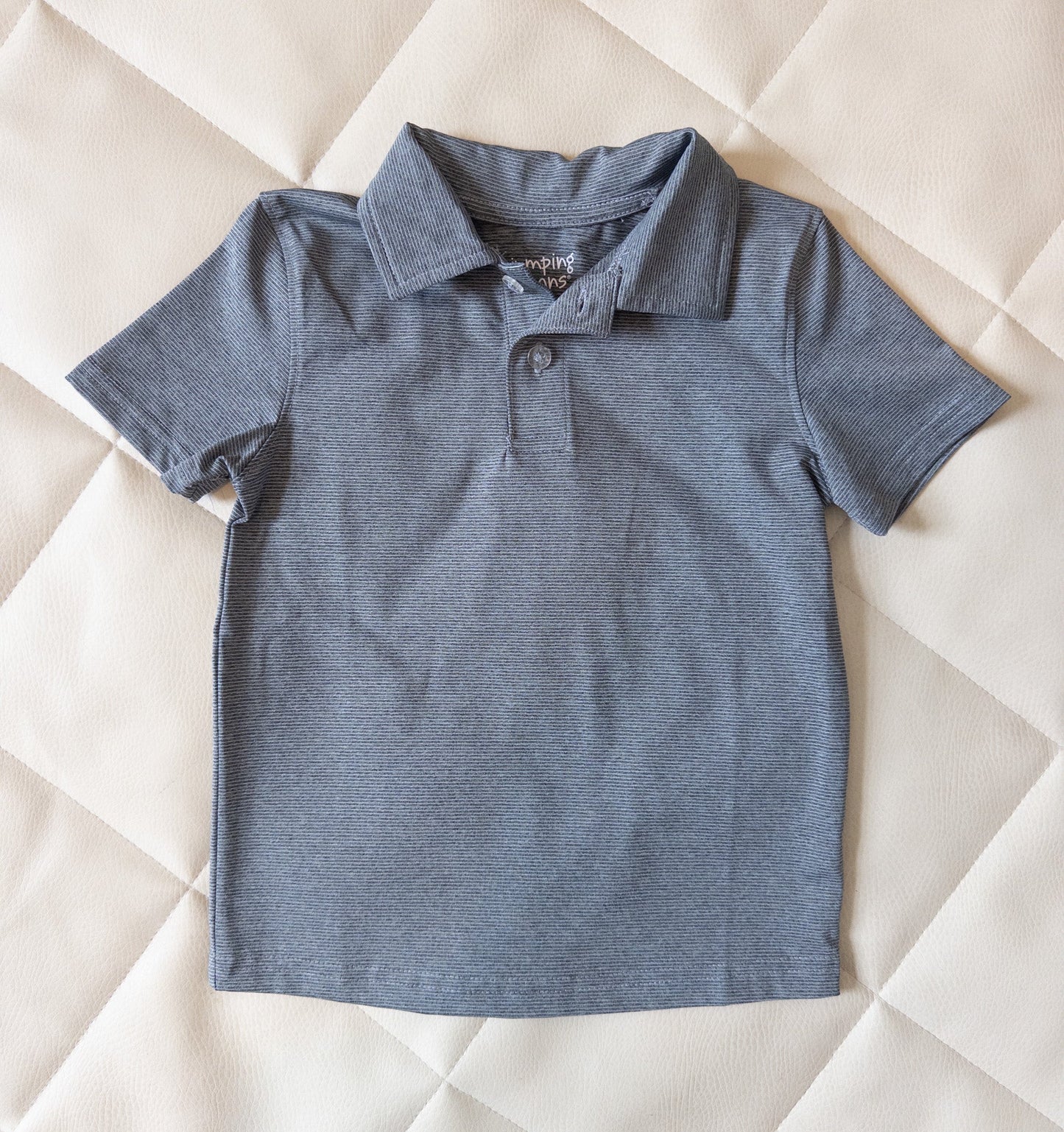 #152 - Jumping Beans 2T gray thin stripes athletic collar polo - EUC