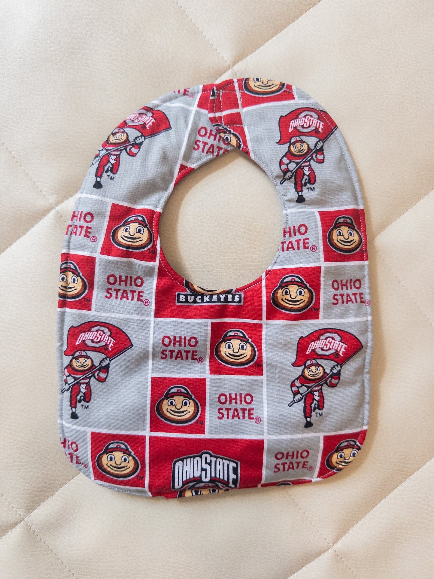 #37 handmade soft bib, OSU Buckeyes - NWOT