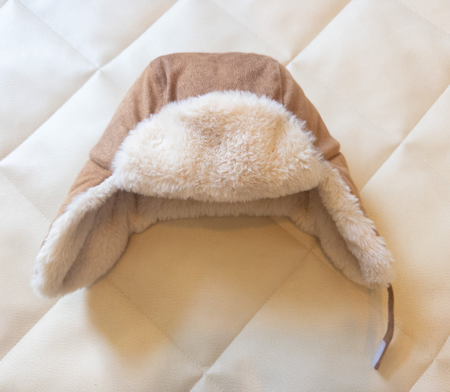 #152 Cat & Jack 12-24m faux suede / fur winter hat - EUC