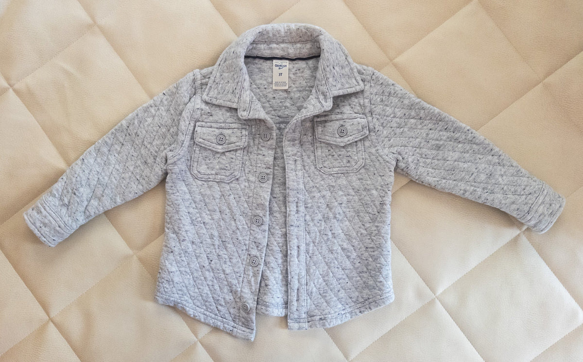 #37 OshKosh boys 3T heather gray quilted cotton jacket - EUC