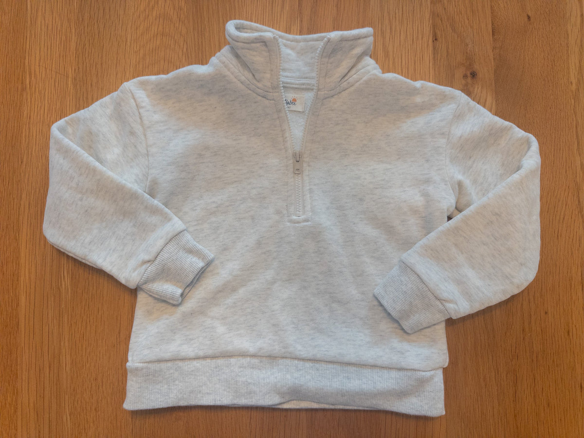 #37 Tealbee 3-4T boys half zip, light heather - EUC